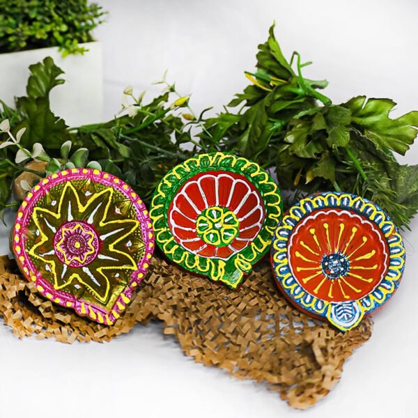 Pack of 21 - Diwali Colorful Handmade Clay Diya